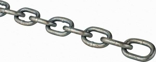 Peerless Chain - #2/0 Welded Passing Link Chain - 450 Lb Capacity, Steel, Zinc Plated Finish - Eagle Tool & Supply