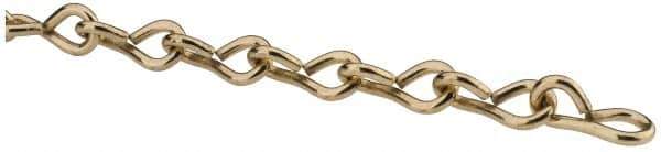 Made in USA - 0.135" Diam Steel Single Jack Chain - 43 Lb Load Limit, #10, Brass Plated Finish - Eagle Tool & Supply