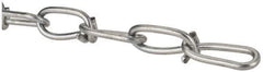 Made in USA - 0.135" Diam Steel Double Loop Chain - 256 Lb Load Limit, #2/0, Zinc Plated Finish, 2.17" Inside Length - Eagle Tool & Supply