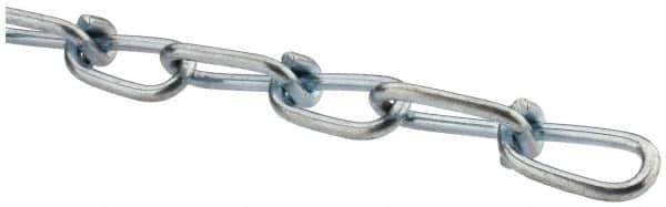 Made in USA - 0.162" Diam Steel Double Loop Chain - 365 Lb Load Limit, #4/0, Zinc Plated Finish, 2.19" Inside Length - Eagle Tool & Supply