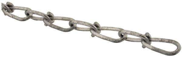 Campbell - 0.12" Diam Steel Double Loop Chain - 200 Lb Load Limit, #1/0, Hot Galvanized Finish, 1.78" Inside Length - Eagle Tool & Supply