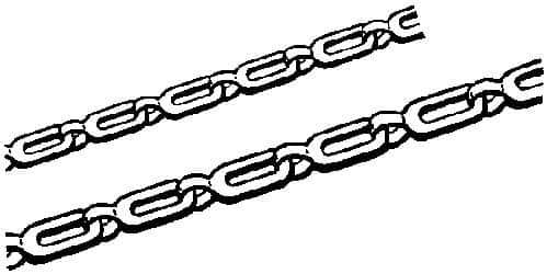 Made in USA - 0.028" Diam Steel Plumber's Safety Chain - 63 Lb Load Limit, #2, Nickel Plated Finish, 0.7" Inside Length - Eagle Tool & Supply