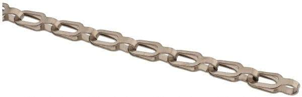 Made in USA - 0.023" Diam Brass Plumber's Safety Chain - 30 Lb Load Limit, #1/0, Nickel Plated Finish, 0.55" Inside Length - Eagle Tool & Supply