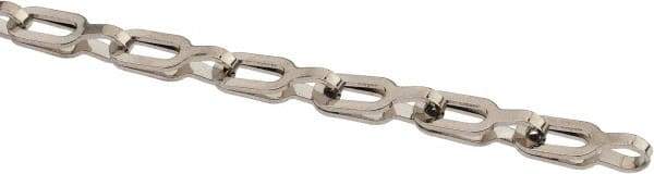 Made in USA - 0.028" Diam Brass Plumber's Safety Chain - 40 Lb Load Limit, #1, Nickel Plated Finish, 0.65" Inside Length - Eagle Tool & Supply