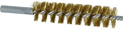 Schaefer Brush - 4" Brush Length, 1" Diam, Double Stem, Single Spiral Tube Brush - 6-1/4" Long, Brass, 12-24 Female Connection - Eagle Tool & Supply