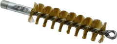 Schaefer Brush - 4-1/2" Brush Length, 1-1/4" Diam, Double Stem, Single Spiral Tube Brush - 8" Long, Brass, 1/4" NPSM Male Connection - Eagle Tool & Supply