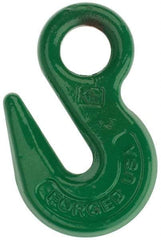 Campbell - 15,000 Lb Capacity, Chain Grade 100, Alloy Steel Eye Hook - 0.66" Hook Throat, 3.4" Reach, 1.12" Eye ID, 1/2" Chain Diam, 5.4" OAL - Eagle Tool & Supply