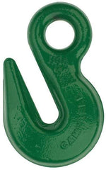 Campbell - 22,600 Lb Capacity, Chain Grade 100, Alloy Steel Eye Hook - 0.78" Hook Throat, 4.22" Reach, 1.22" Eye ID, 5/8" Chain Diam, 6.66" OAL - Eagle Tool & Supply