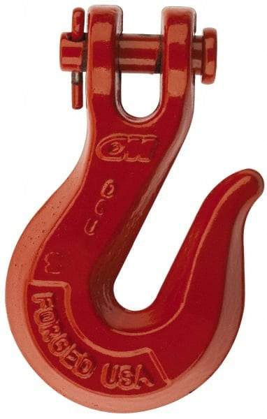 CM - 5/16 Inch Chain Diameter, Grade 80 Clevis Hook - 4,500 Lbs. Load Capacity, 3/08 Inch Inside Diameter, 25/64 Inch Pin Diameter, 7/16 Inch Hook Throat, 2-9/32 Inch Hook Width - Eagle Tool & Supply