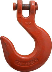 Campbell - 1/2 Inch Chain Diameter, Grade 80 Clevis Hook - 13,000 Lbs. Load Capacity, 5/08 Inch Inside Diameter, 9/16 Inch Pin Diameter, 1-3/4 Inch Hook Throat - Eagle Tool & Supply