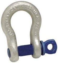 Campbell - 1-3/4" Nominal Chain Size, 25. Ton Carbon Steel Bolt Anchor Shackle - 1-3/4" Diam, 2" Pin Diam, 7" High x 2-7/8" Wide Inside Jaw, 4-3/4" Inside Width, 4" Max Body Thickness - Eagle Tool & Supply