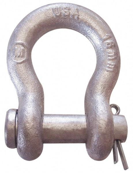 CM - 5/8" Nominal Chain Size, 3 Ton Carbon Steel Loose Anchor Shackle - 5/8" Diam, 3/4" Pin Diam, 2-7/16" High x 1-1/16" Wide Inside Jaw, 1-9/16" Inside Width, 1-7/16" Max Body Thickness - Eagle Tool & Supply