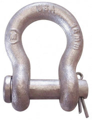 CM - 7/16" Nominal Chain Size, 2 Ton Carbon Steel Loose Anchor Shackle - 7/16" Diam, 1/2" Pin Diam, 1-3/4" High x 23/32" Wide Inside Jaw, 1-5/32" Inside Width, 1-1/8" Max Body Thickness - Eagle Tool & Supply