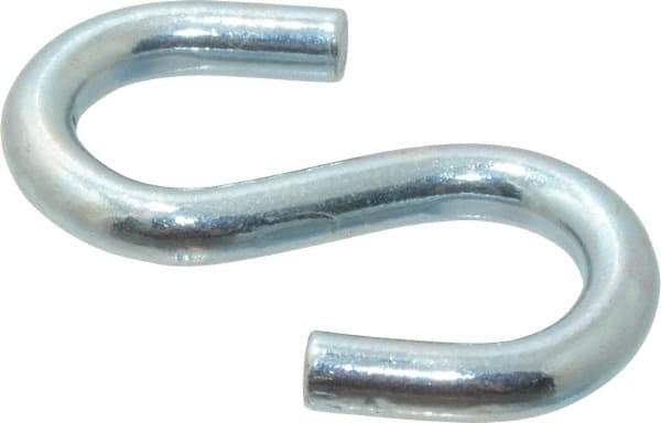 Campbell - Trade Size #80, Carbon Steel Zinc Plated S-Hook - 160 Lb Capacity, 1/4" Wire, 1-3/32" OAL - Eagle Tool & Supply