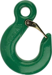 Campbell - 8,800 Lb Capacity, Chain Grade 100, Alloy Steel Eye Hook - 1.62" Hook Throat, 4.41" Reach, 0.81" Eye ID, 3/8" Chain Diam, 6-1/4" OAL - Eagle Tool & Supply