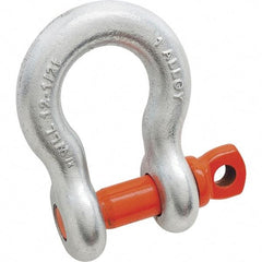 Campbell - 3/4" Nominal Chain Size, 7 Ton Alloy Steel Screw Anchor Shackle - 3/4" Diam, 7/8" Pin Diam, 2-13/16" High x 1-1/4" Wide Inside Jaw, 1-13/16" Inside Width, 1-3/4" Max Body Thickness - Eagle Tool & Supply