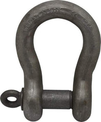 CM - 1-1/2" Nominal Chain Size, 25. Ton Alloy Steel Screw Anchor Shackle - 1-1/2" Diam, 1-5/8" Pin Diam, 5-3/4" High x 2-3/8" Wide Inside Jaw, 3-7/8" Inside Width, 3-1/2" Max Body Thickness - Eagle Tool & Supply