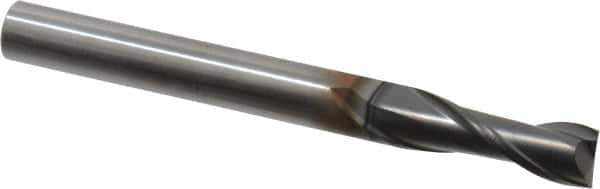 OSG - 1/4", 3/4" LOC, 1/4" Shank Diam, 2-1/2" OAL, 2 Flute, Solid Carbide Square End Mill - Single End, Diamond Finish, Spiral Flute, 30° Helix, Centercutting, Right Hand Cut, Right Hand Flute, Series 7020 - Eagle Tool & Supply