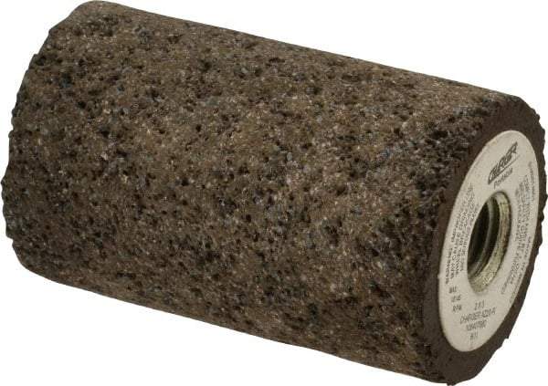 Norton - Type 18, 2" Max Diam, 3" Head Thickness, 20 Grit Square Tip Plug - Zirconia Alumina, Very Coarse Grade, 5/8-11 Shank Thread - Eagle Tool & Supply