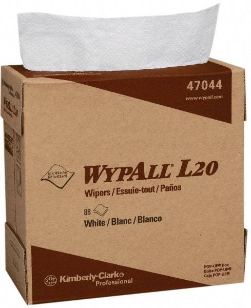 WypAll - L20 Dry General Purpose Wipes - Pop-Up, 16-3/4" x 9" Sheet Size, White - Eagle Tool & Supply