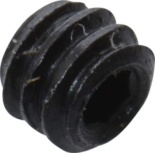 Unbrako - #2-56 UNC, 1/16" OAL, Cup Point Set Screw - Grade 8 Alloy Steel, 0.035" Key - Eagle Tool & Supply