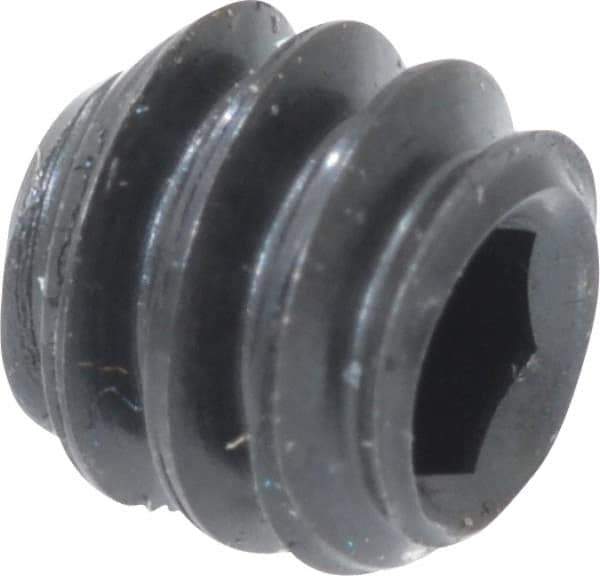 Unbrako - #6-32 UNC, 1/8" OAL, Cup Point Set Screw - Grade 8 Alloy Steel, 1/16" Key - Eagle Tool & Supply