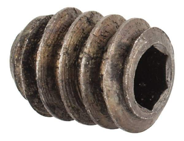 Unbrako - #10-24 UNC, 1/4" OAL, Cup Point Set Screw - Grade 8 Alloy Steel, 3/32" Key - Eagle Tool & Supply