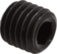 Unbrako - 1/4-28 UNF, 1/4" OAL, Cup Point Set Screw - Grade 8 Alloy Steel, 1/8" Key - Eagle Tool & Supply