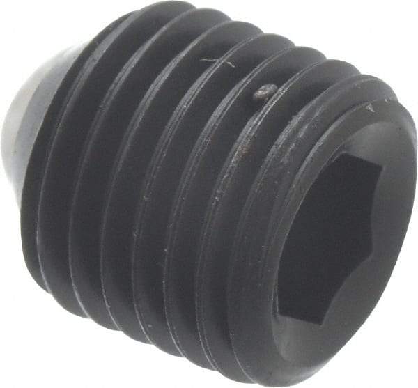Unbrako - 3/8-24 UNF, 3/8" OAL, Cup Point Set Screw - Grade 8 Alloy Steel, 3/16" Key - Eagle Tool & Supply