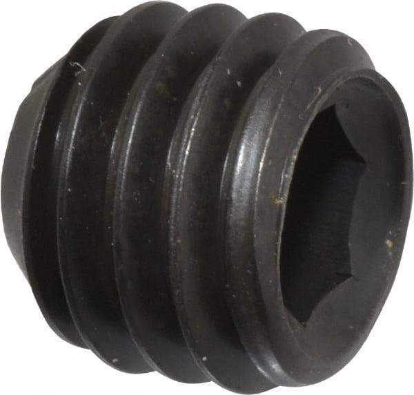 Unbrako - 7/16-14 UNC, 3/8" OAL, Cup Point Set Screw - Grade 8 Alloy Steel, 7/32" Key - Eagle Tool & Supply