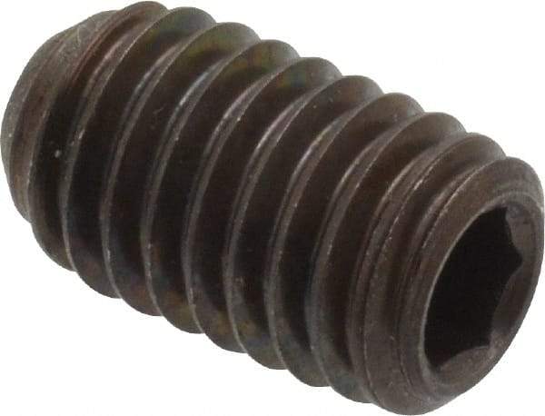 Unbrako - 7/16-14 UNC, 3/4" OAL, Cup Point Set Screw - Grade 8 Alloy Steel, 7/32" Key - Eagle Tool & Supply