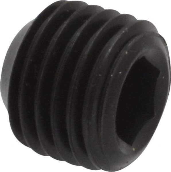 Unbrako - 7/16-20 UNF, 3/8" OAL, Cup Point Set Screw - Grade 8 Alloy Steel, 7/32" Key - Eagle Tool & Supply