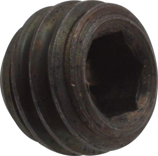 Unbrako - 1/2-13 UNC, 3/8" OAL, Cup Point Set Screw - Grade 8 Alloy Steel, 1/4" Key - Eagle Tool & Supply