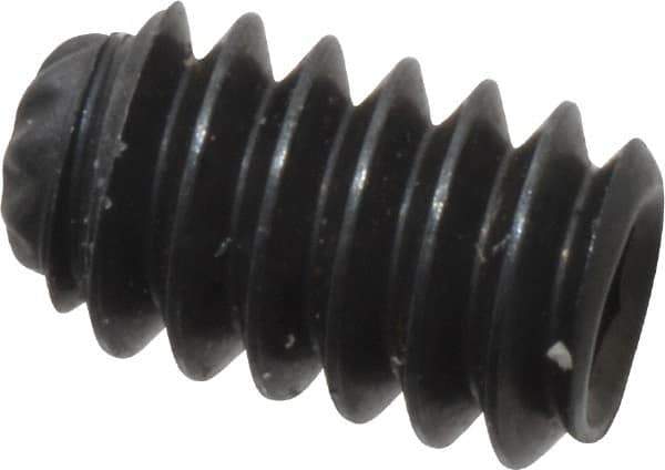 Unbrako - #4-40 UNC, 3/16" OAL, Knurled Cup Point Set Screw - Grade 8 Alloy Steel, 1/2" Key - Eagle Tool & Supply
