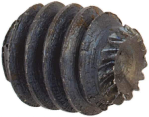 Unbrako - #4-48 UNF, 1/8" OAL, Knurled Cup Point Set Screw - Grade 8 Alloy Steel, 1/2" Key - Eagle Tool & Supply