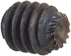 Unbrako - #4-48 UNF, 1/8" OAL, Knurled Cup Point Set Screw - Grade 8 Alloy Steel, 1/2" Key - Eagle Tool & Supply