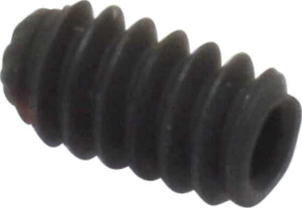 Unbrako - #6-32 UNC, 1/4" OAL, Knurled Cup Point Set Screw - Grade 8 Alloy Steel, 1/16" Key - Eagle Tool & Supply