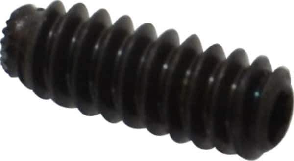Unbrako - #6-32 UNC, 3/8" OAL, Knurled Cup Point Set Screw - Grade 8 Alloy Steel, 1/16" Key - Eagle Tool & Supply