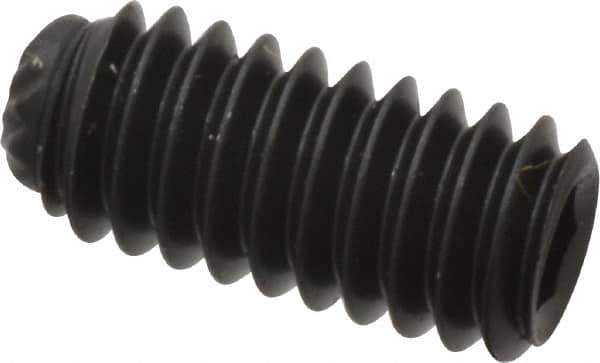 Unbrako - #8-32 UNC, 3/8" OAL, Knurled Cup Point Set Screw - Grade 8 Alloy Steel, 5/64" Key - Eagle Tool & Supply