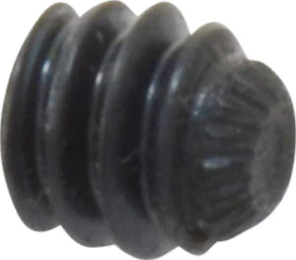 Unbrako - #10-24 UNC, 3/16" OAL, Knurled Cup Point Set Screw - Grade 8 Alloy Steel, 3/32" Key - Eagle Tool & Supply