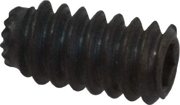 Unbrako - #10-24 UNC, 3/8" OAL, Knurled Cup Point Set Screw - Grade 8 Alloy Steel, 3/32" Key - Eagle Tool & Supply