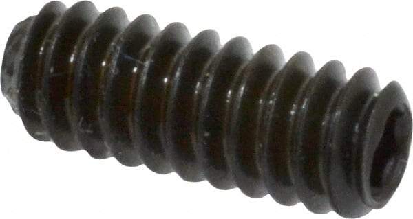 Unbrako - #10-24 UNC, 1/2" OAL, Knurled Cup Point Set Screw - Grade 8 Alloy Steel, 3/32" Key - Eagle Tool & Supply
