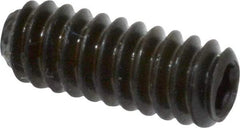 Unbrako - #10-24 UNC, 1/2" OAL, Knurled Cup Point Set Screw - Grade 8 Alloy Steel, 3/32" Key - Eagle Tool & Supply