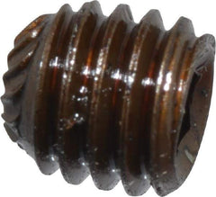 Unbrako - #10-32 UNF, 3/16" OAL, Knurled Cup Point Set Screw - Grade 8 Alloy Steel, 3/32" Key - Eagle Tool & Supply
