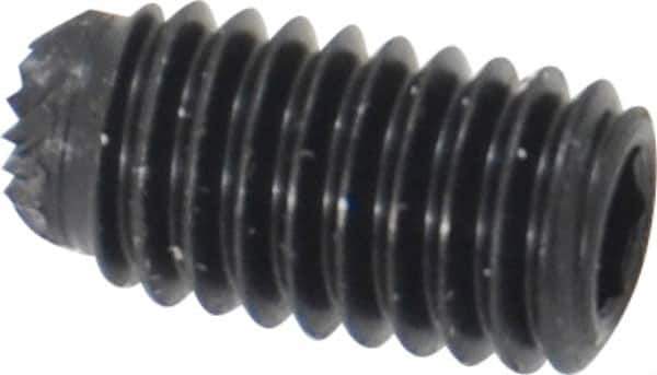 Unbrako - #10-32 UNF, 3/8" OAL, Knurled Cup Point Set Screw - Grade 8 Alloy Steel, 3/32" Key - Eagle Tool & Supply