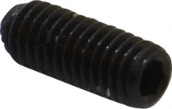 Unbrako - #10-32 UNF, 1/2" OAL, Knurled Cup Point Set Screw - Grade 8 Alloy Steel, 3/32" Key - Eagle Tool & Supply