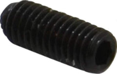 Unbrako - #10-32 UNF, 1/2" OAL, Knurled Cup Point Set Screw - Grade 8 Alloy Steel, 3/32" Key - Eagle Tool & Supply