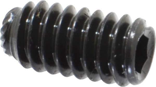 Unbrako - 1/4-20 UNC, 1/2" OAL, Knurled Cup Point Set Screw - Grade 8 Alloy Steel, 1/8" Key - Eagle Tool & Supply