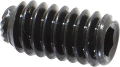 Unbrako - 1/4-20 UNC, 1/2" OAL, Knurled Cup Point Set Screw - Grade 8 Alloy Steel, 1/8" Key - Eagle Tool & Supply