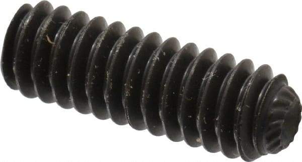Unbrako - 1/4-20 UNC, 3/4" OAL, Knurled Cup Point Set Screw - Grade 8 Alloy Steel, 1/8" Key - Eagle Tool & Supply